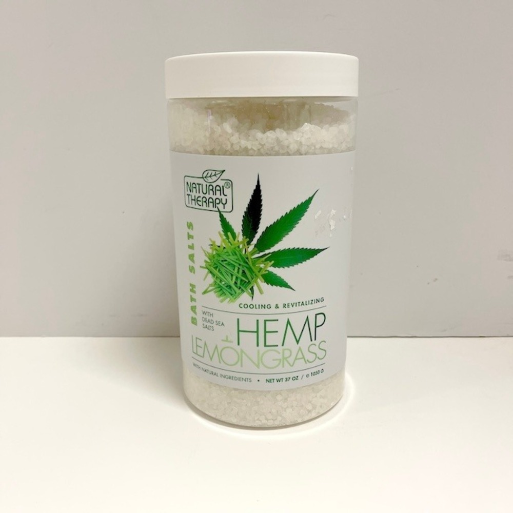 Natural Therapy Hemp Lemongrass Bath Salts NEW‎ 37oz Jar Natural Ingredients